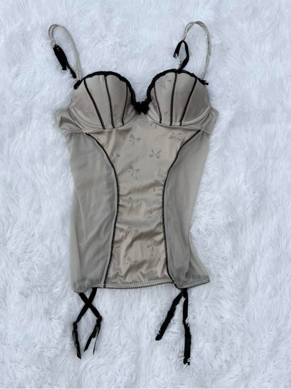 Victoria's Secret Beige and Black Lace Bustier Camisole